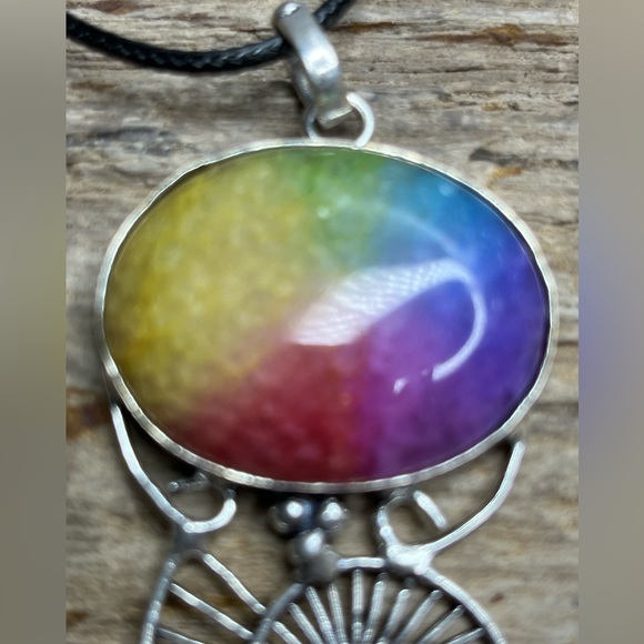 NEW Handmade Women's  Rainbow Solar Quartz Silver Plated Necklace - Picture 3 of 11